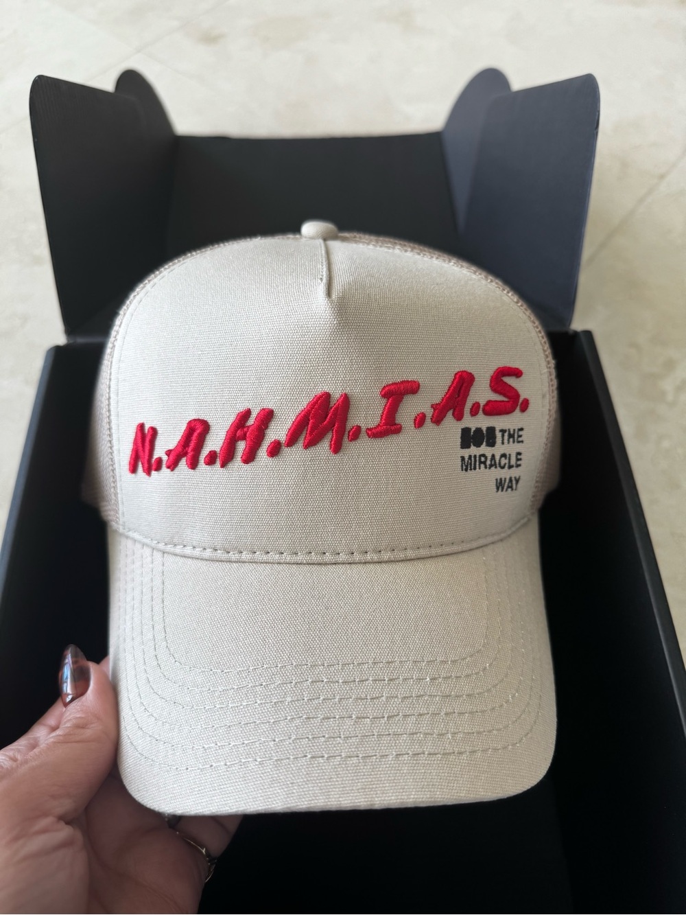 N.A.H.M.I.A.S. Embroidered Beige Baseball Cap